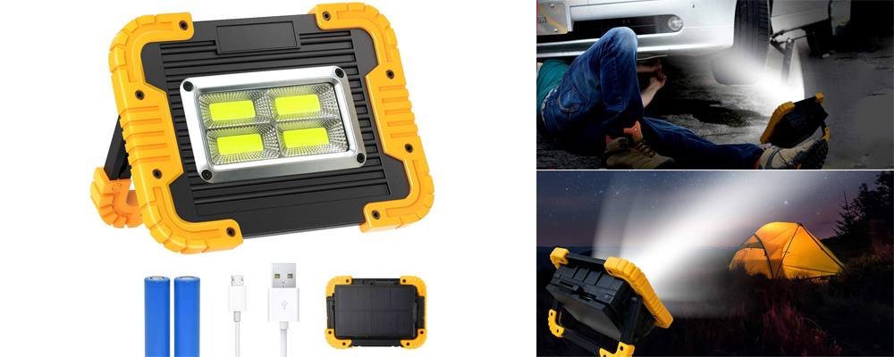 faro LED portatile con pannello solare