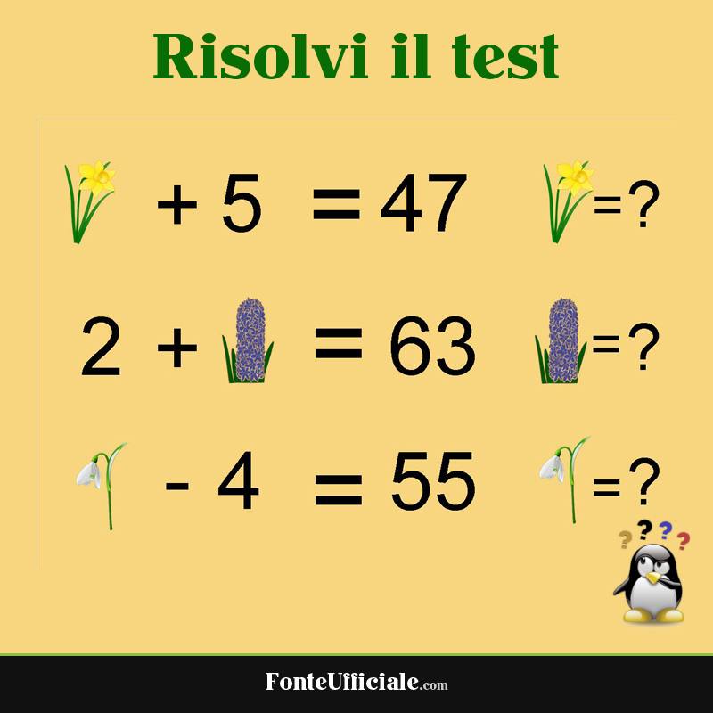 Test, quiz matematici e passamento divertenti