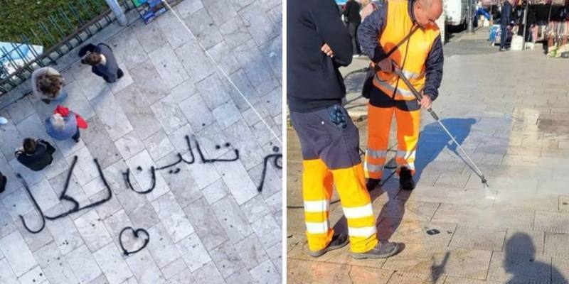 Scritta in arabo offensiva su monumento a Siracusa: Una beata m..inchia a tutti gli italiani