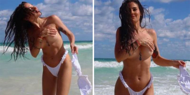 Giulia De Lellis in topless in mezzo al mare